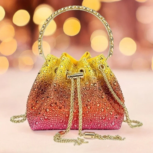 NKULTD Handbags - 🆕️Dazzling Evening Party Cocktail Rhinestones Crystals Colorful Bucket  Bag